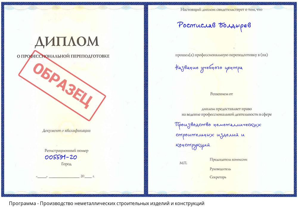 Производство неметаллических строительных изделий и конструкций Биробиджан