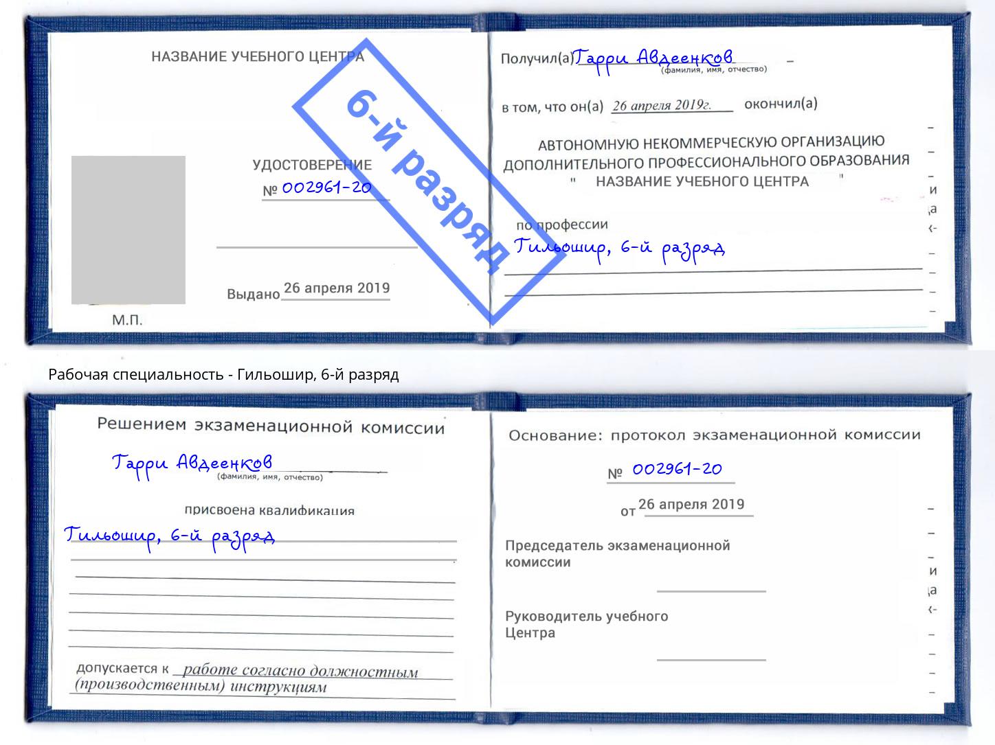 корочка 6-й разряд Гильошир Биробиджан