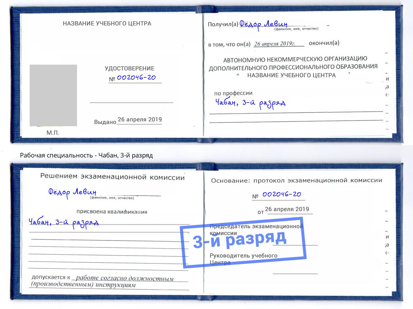 корочка 3-й разряд Чабан Биробиджан