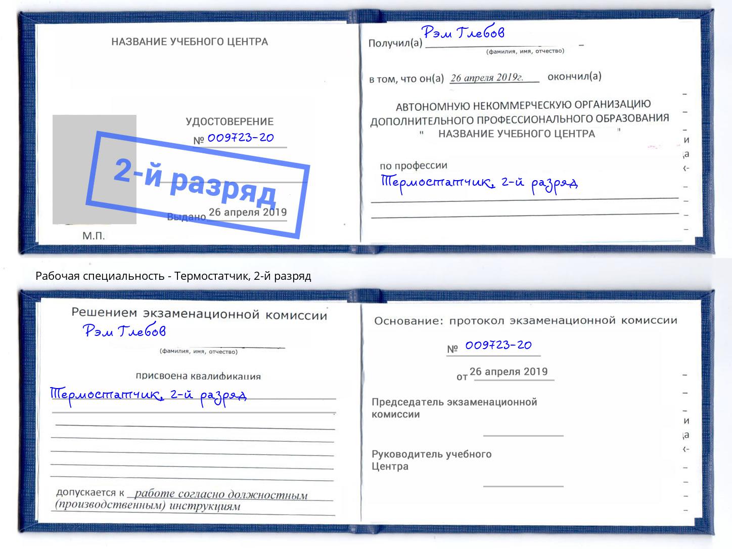 корочка 2-й разряд Термостатчик Биробиджан