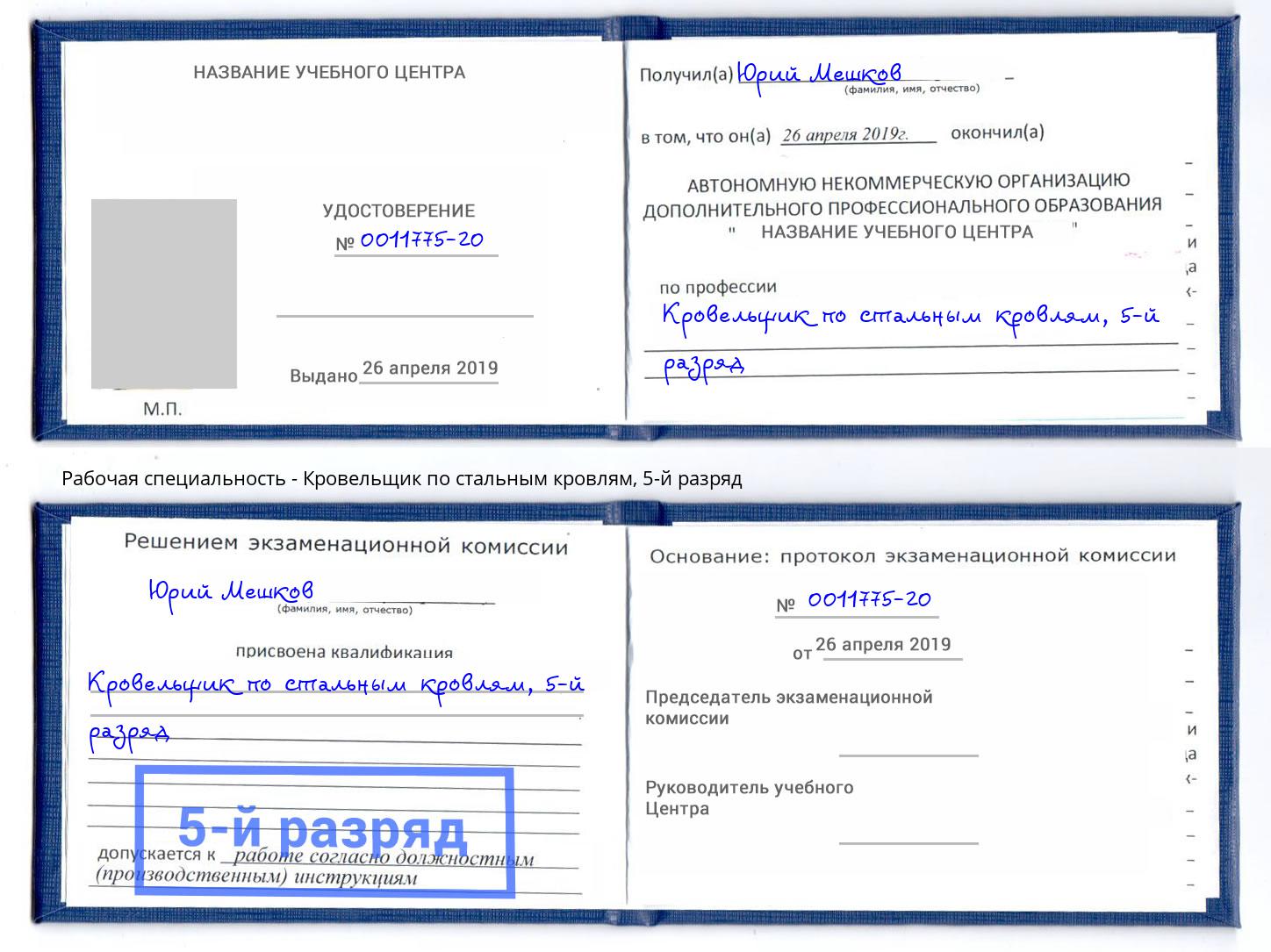 корочка 5-й разряд Кровельщик по стальным кровлям Биробиджан